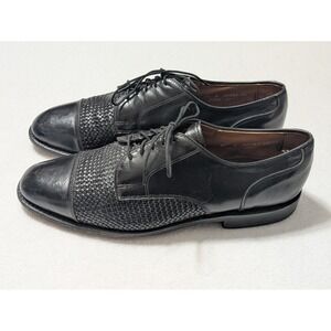 Allen Edmonds Lauderdale Black Basket Weave‎ Cap Toe Dress Shoes Size 9.5 D